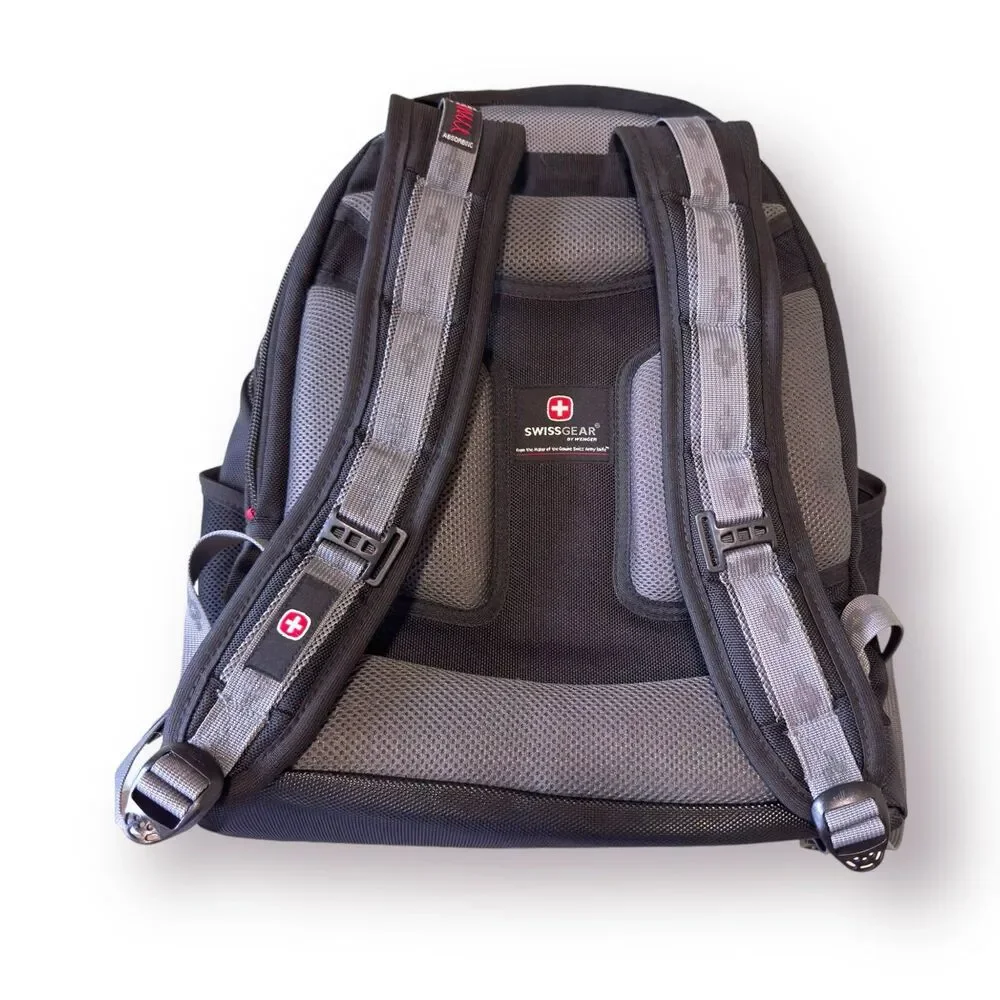 Swiss Gear Wenger Shock Absorbing‎ Laptop Padded Backpack Large Black Gray